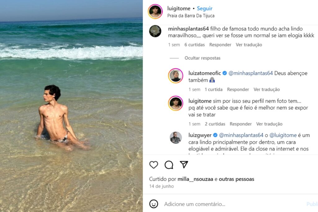Postagem de Luigi Tomé recebe ataques homofóbicos 