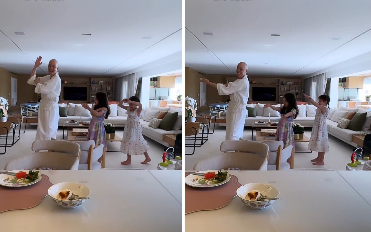 Fabiana Justus acorda dançando ‘Macarena’ com Suas Filhas Gêmeas