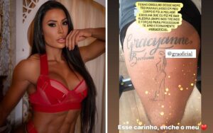Homem faz tatuagem na coxa em homenagem a Gracyanne Barbosa