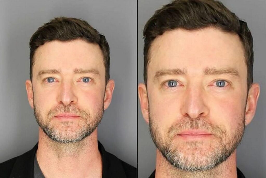 Foto de Justin Timberlake, após a prisão / Polícia de Sag Harbor