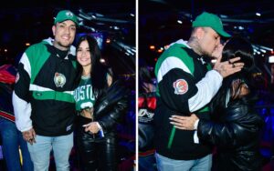 MC Binn assiste jogo da NBA e beija muito a namorada