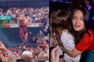 Salma Hayek e a filha no show da Taylor Swift