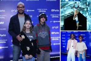 Thiago Lacerda e filhas, Titi e Bless no Cirque du Soleil, estreia de Crystal