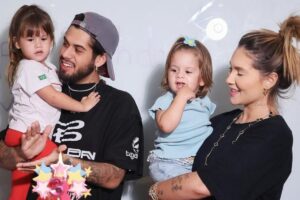 zé felipe e virginia fonseca com as filhas, maria alice e maria flor, no colo