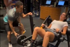 alane dias treinando com personal na academia