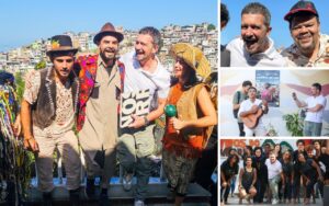 Antonio Banderas visita o morro do Vidigal