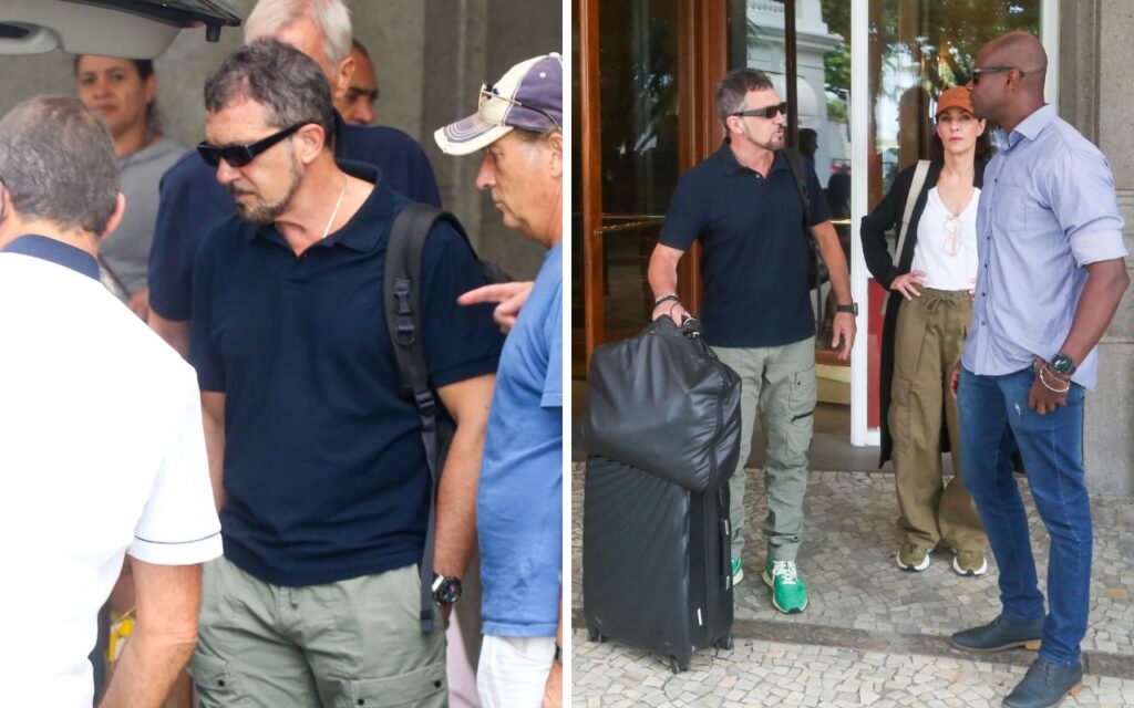 Antonio Banderas deixa o Copacabana Palace rumo ao aeroporto