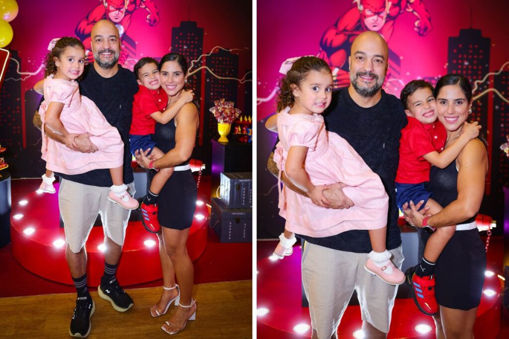 Camilla Camargo com os filhos Joaquim e Júlia e o marido Leonardo Lessa