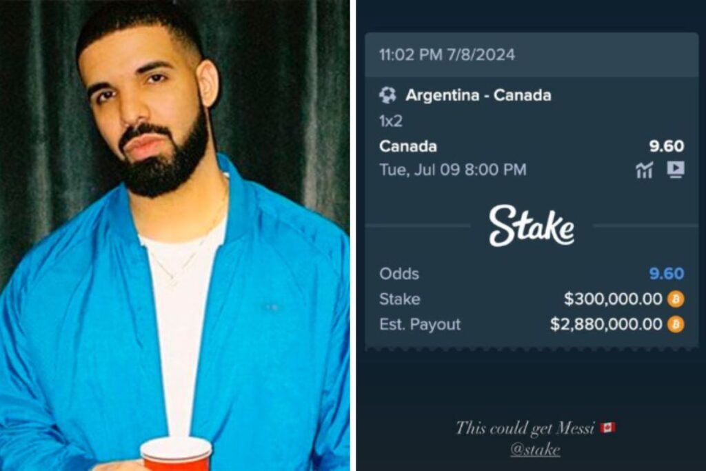 Drake mostra aposta contra a Argentina