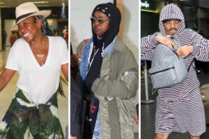 fotomontagem de tichina arnold, lauryn hill e yg marley desembarcando no Brasil