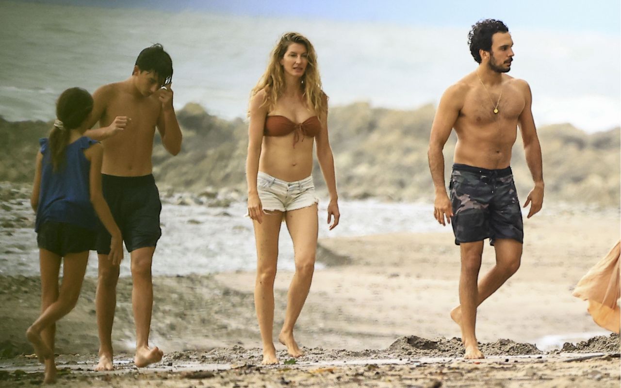 Gisele Bündchen e Joaquim Valente passam férias na Costa Rica com os filhos