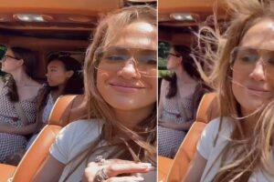 Jennifer Lopez com a enteada Violet e sua amiga Cassidey