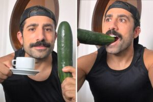 Kaysar comendo pepino