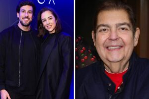 Lara, o noivo Julinho casares e Faustão