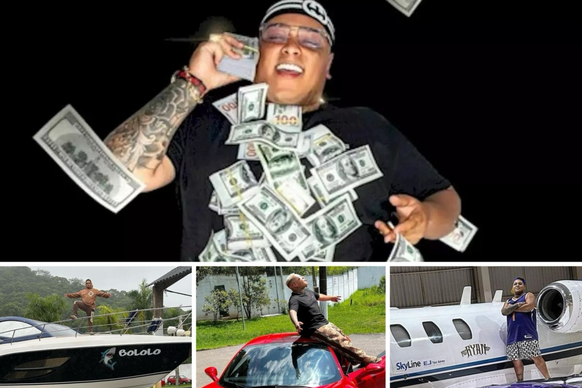 MC Ryan SP ostentando dinheiro, carro, barco e avião