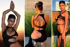 Mia Khalifa de vestido preto