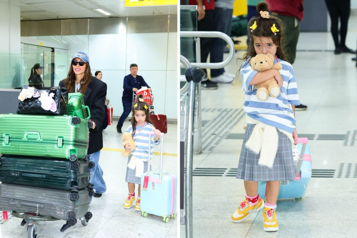 Sabrina Sato e Zoe desembarcam no aeroporto de Guarulhos