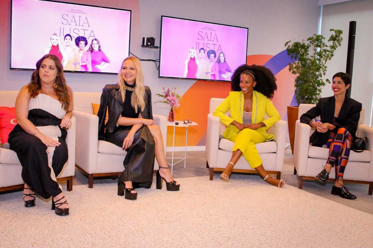 Tati Machado, Eliana, Rita Batista e Bela Gil na coletiva do Saia Justa