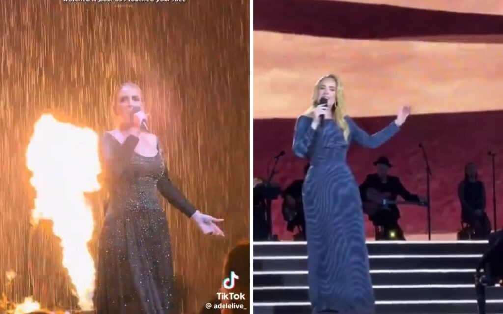 Adele pausa show Munique após tempestade encharcar o seu vestido