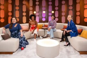 Tati Machado, Rita Batista, Bela Gil e Eliana no novo cenário do 'Saia justa'