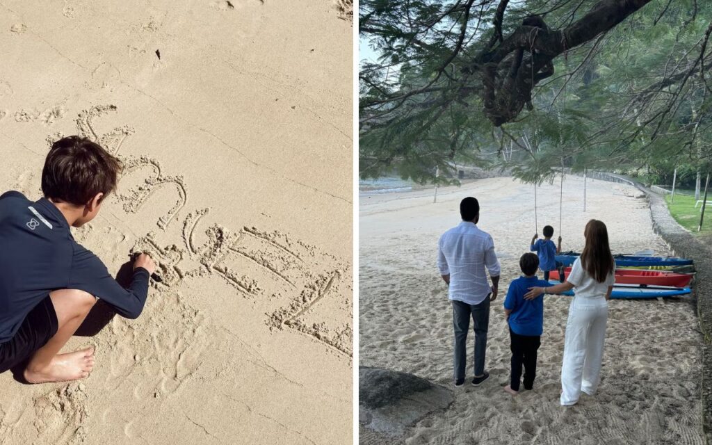 Gusttavo Lima e Andressa Suita curtem praia isolada com filhos. Confira fotos