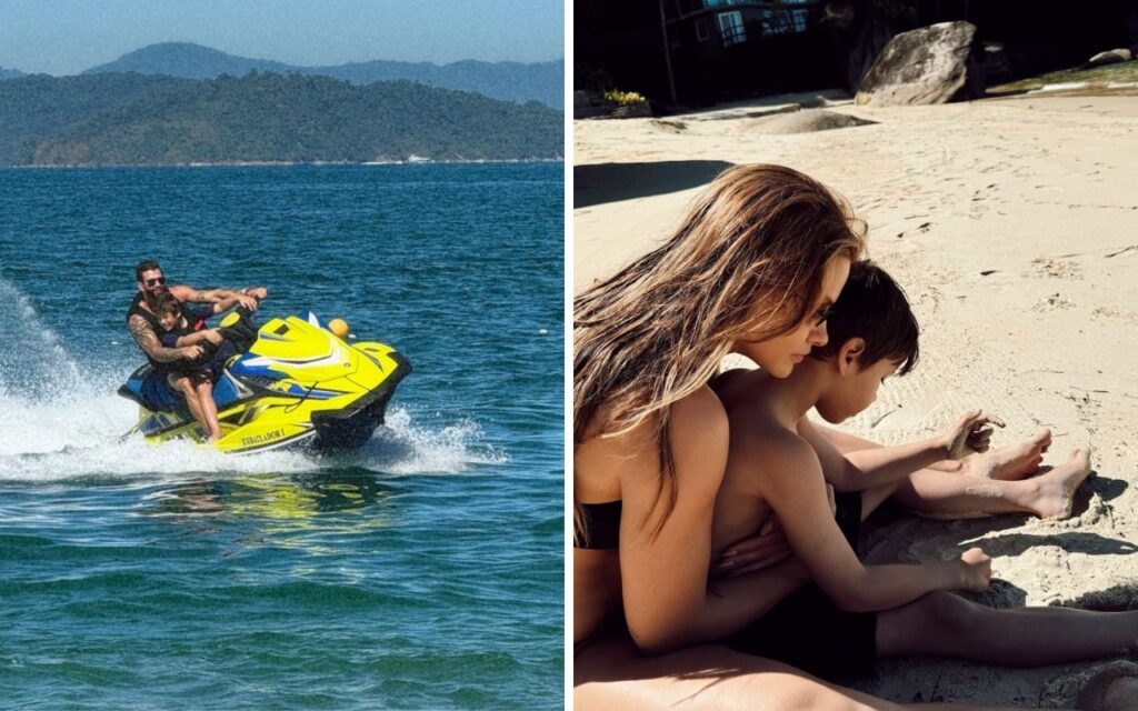 Gusttavo Lima e Andressa Suita curtem praia isolada com filhos. Confira fotos