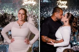 Tati Machado beija o marido