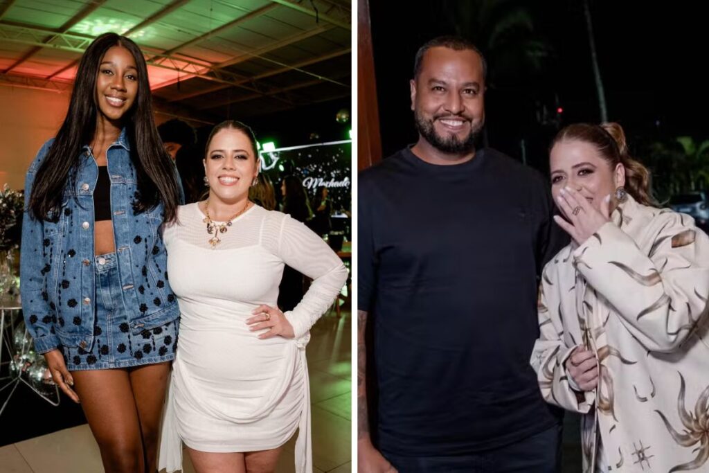 Tati Machado com o marido Bruno Monteiro e Camilla de Lucas