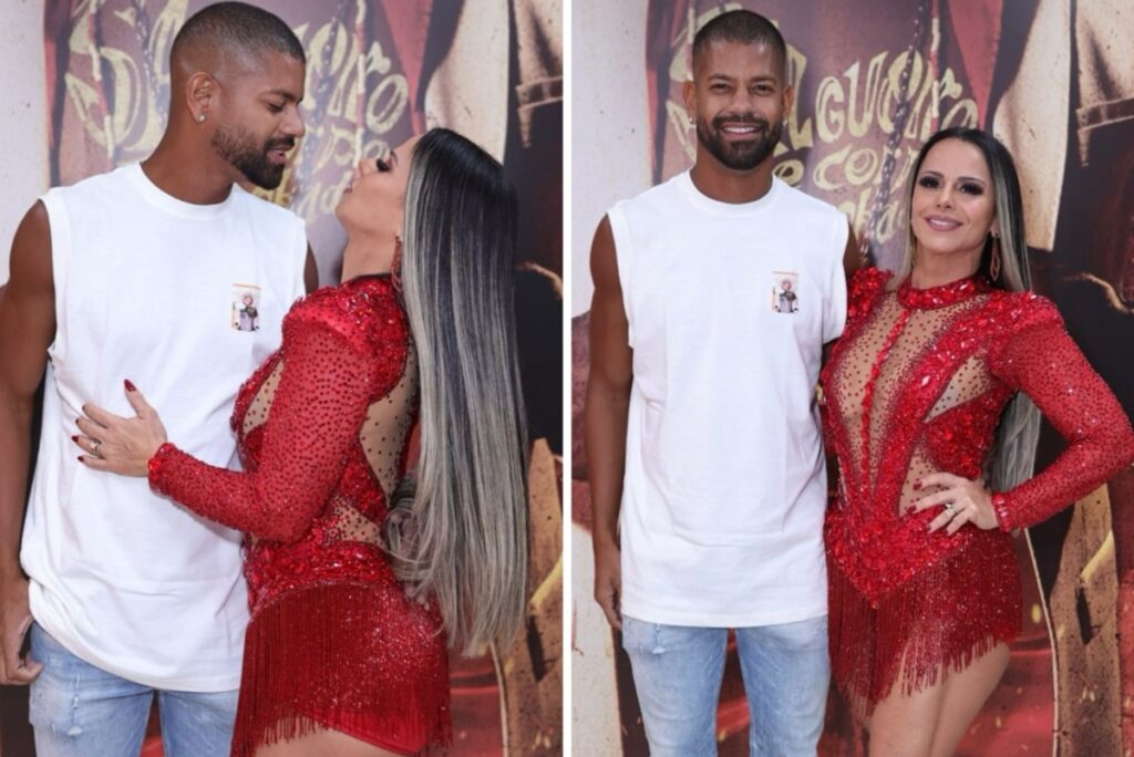 Viviane Araújo e o marido, Guilherme Militão, no Salgueiro