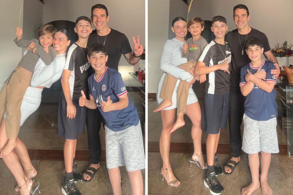 Wanessa Camargo e Marcus Buaiz com os filhos