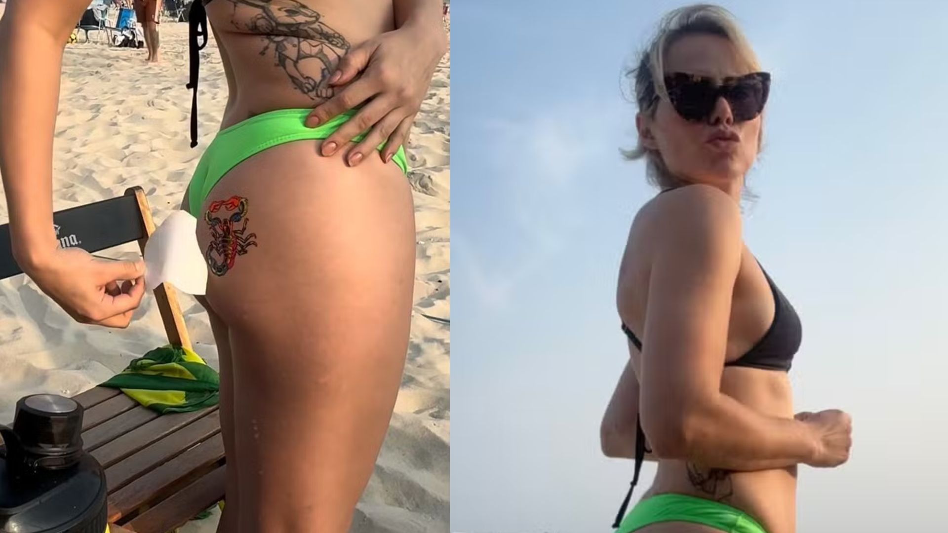 Letícia Colin faz tatuagem no bumbum