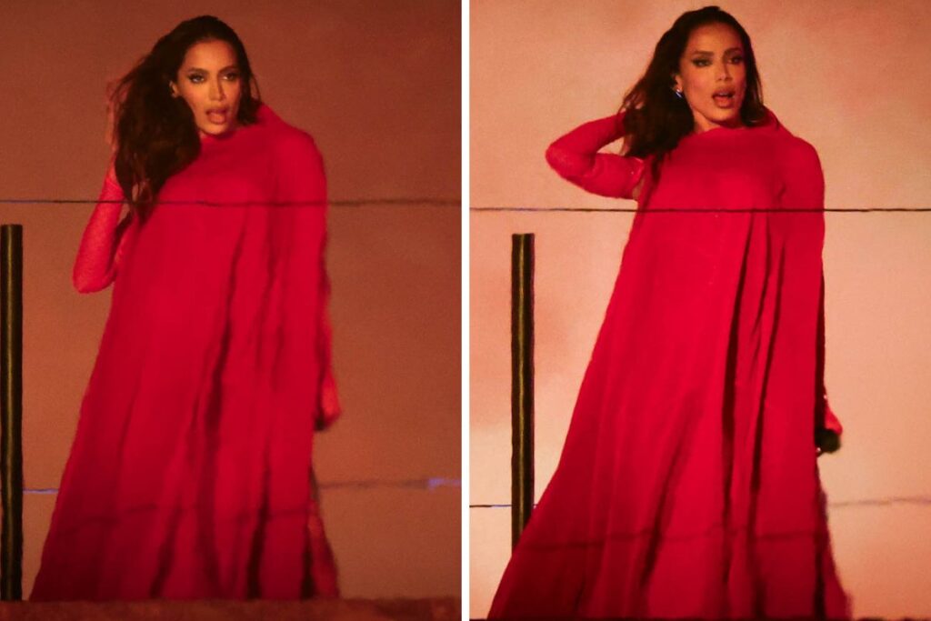 Anitta de look vermelho