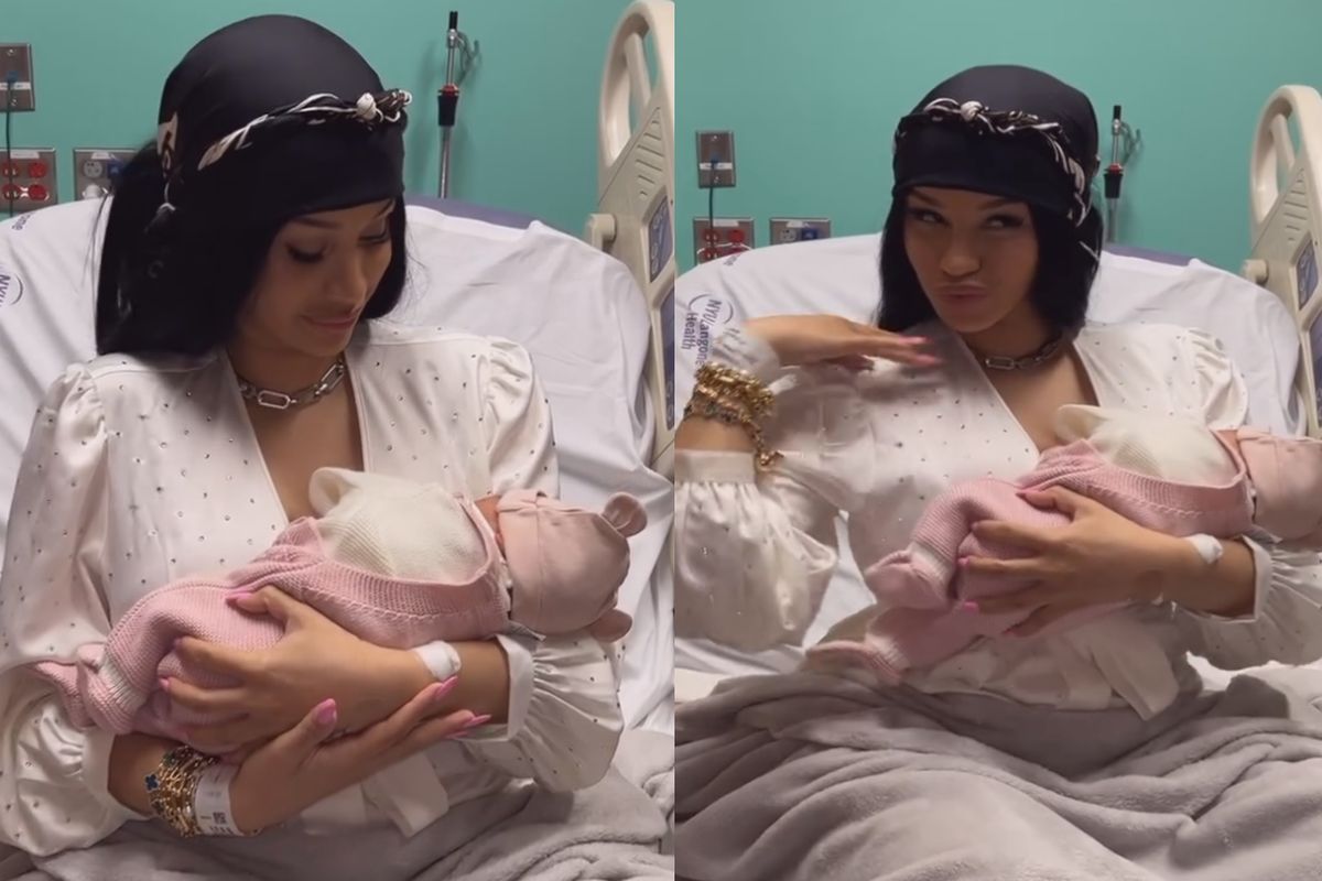 Cardi B com a filha no colo