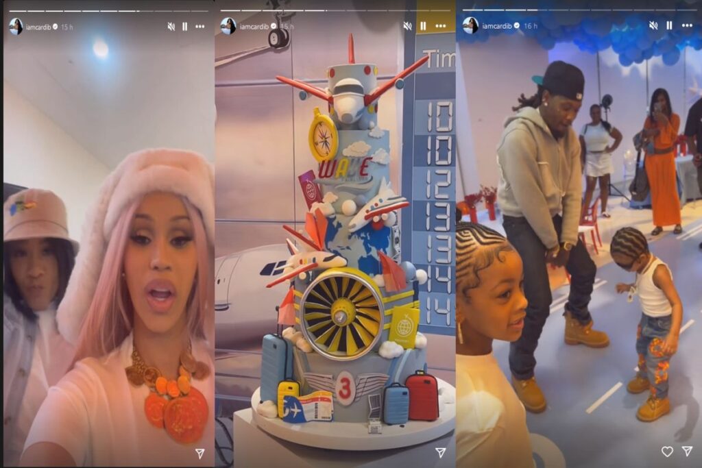 Cardi B se diverte na festa do filho