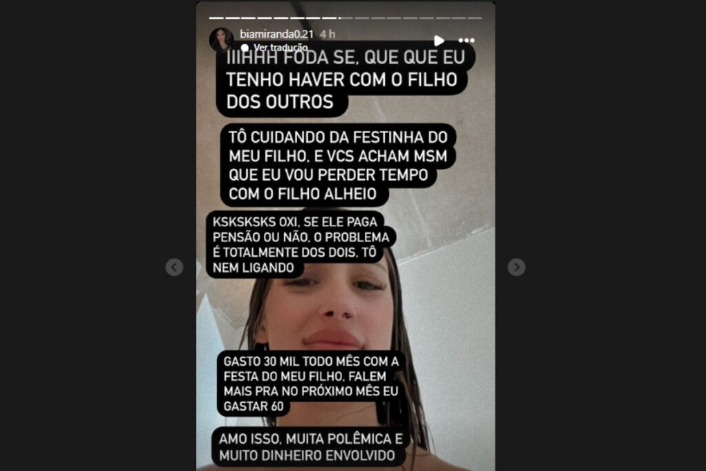 stories de bia miranda debochando de polêmica