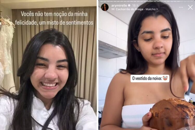 Ary Mirelle mostra momentos do vestido de noiva