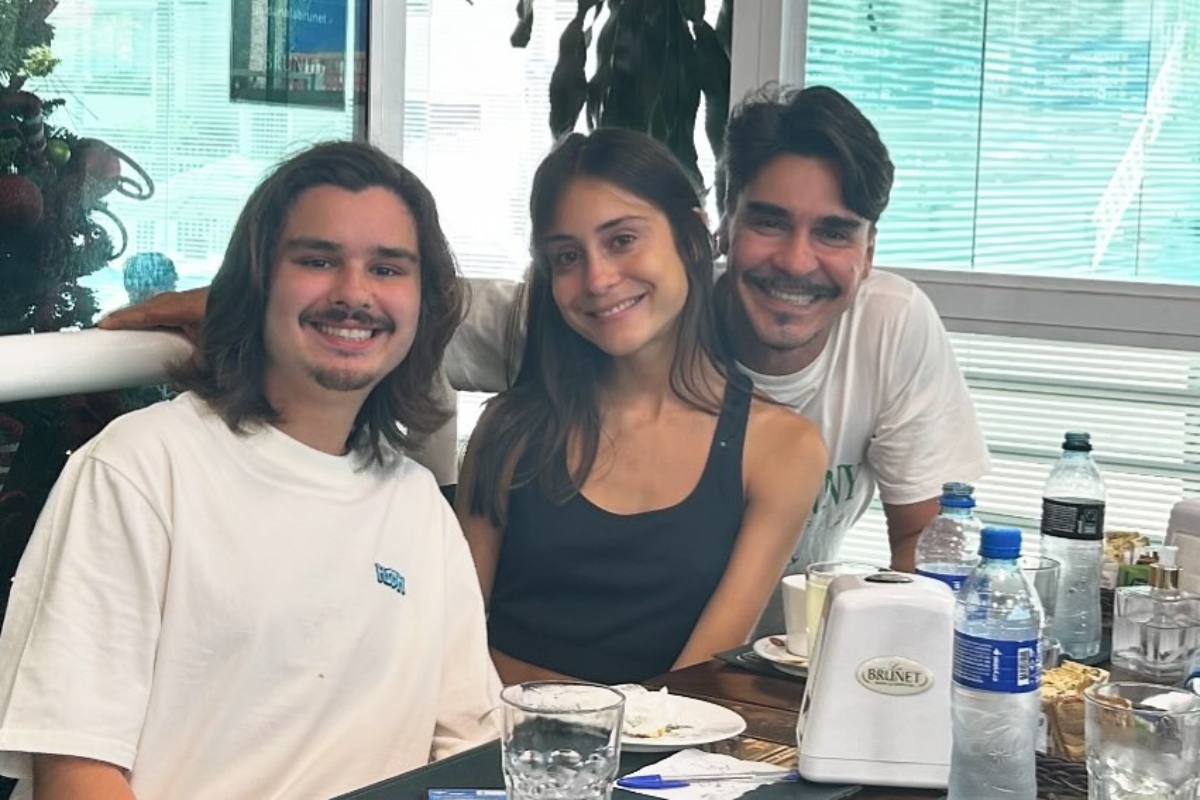 André Gonçalves e os filhos Pedro Arthur e Valentina