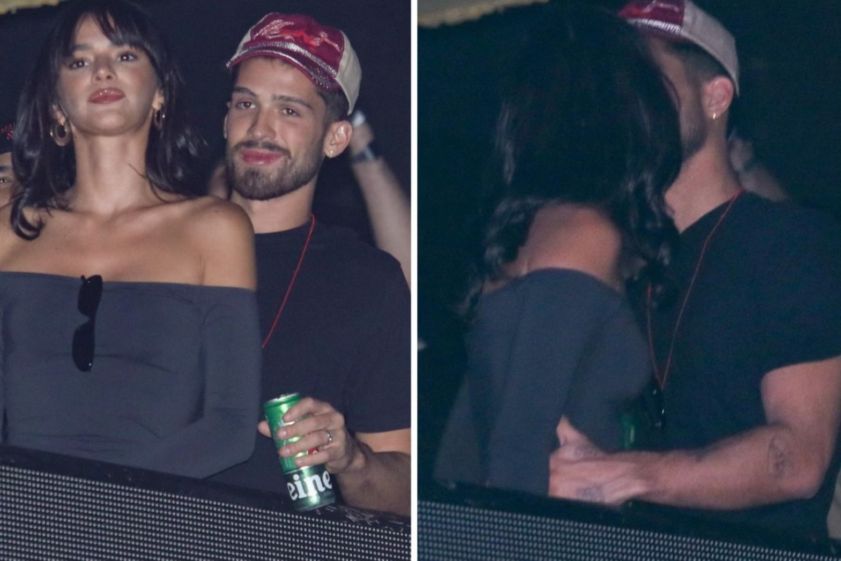 Bruna Marquezine e João Guilherme na plateia de Marina Sena