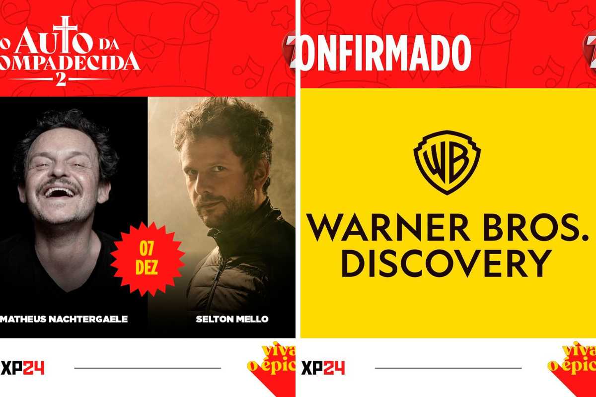 fotomontagem de o auto a compadecida 2 e warner bros discovery na ccxp24