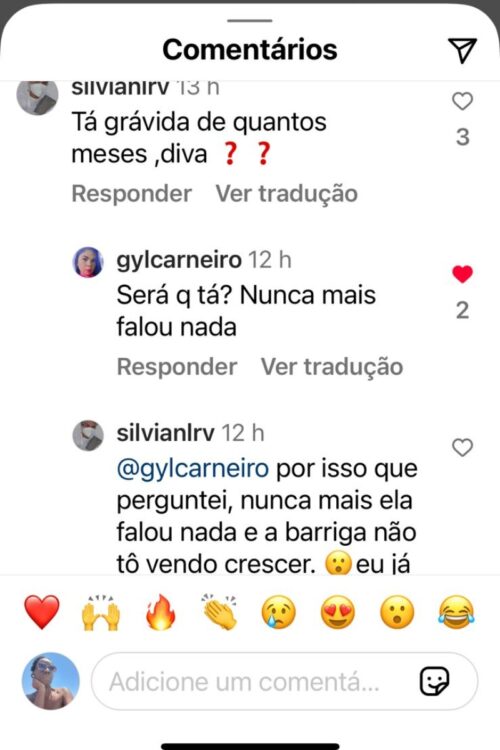 Comentários sobre gravidez da namorada do Caneta Azul