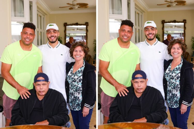 Ronaldo com os pais, Nélio e Sônia, e o filho Ronald