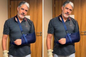 William Bonner com braço na tipóia