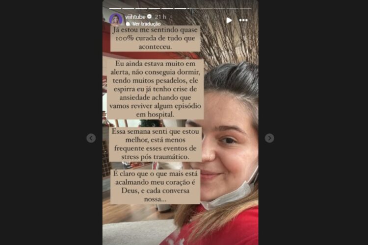 stories de viih tube falando da recuperação de ravi