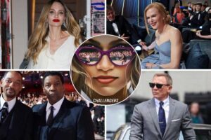 fotomontagem de angelina jolie, nicole kiman, denzel washington, daniel craig e rivais