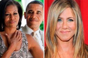 fotomontagem de michelle com barack obama e jennifer aniston