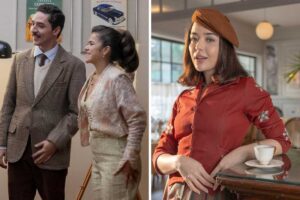 Fotomontagem e Bia (Maisa) e Ronaldo (João Vitor Silva) e Flora (Bella Piero) em 