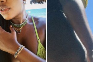 Iza de biquíni na praia