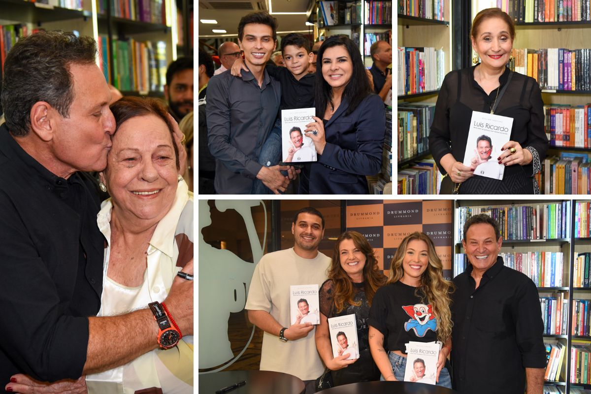 Luis Ricardo recebeu famosos e a família em lançamento de livro