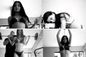 Maiara treina de biquíni