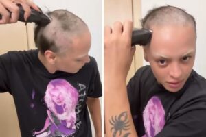 Pabllo Vittar cortando o cabelo